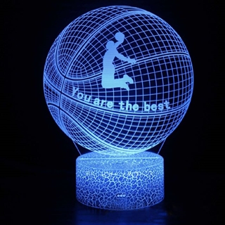 Basketbold 3D- lampe med fjernbetjening - dæmpbar